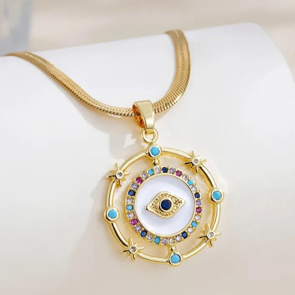 BOHO 18K GOLD PLATED EVIL EYE NECKLACE